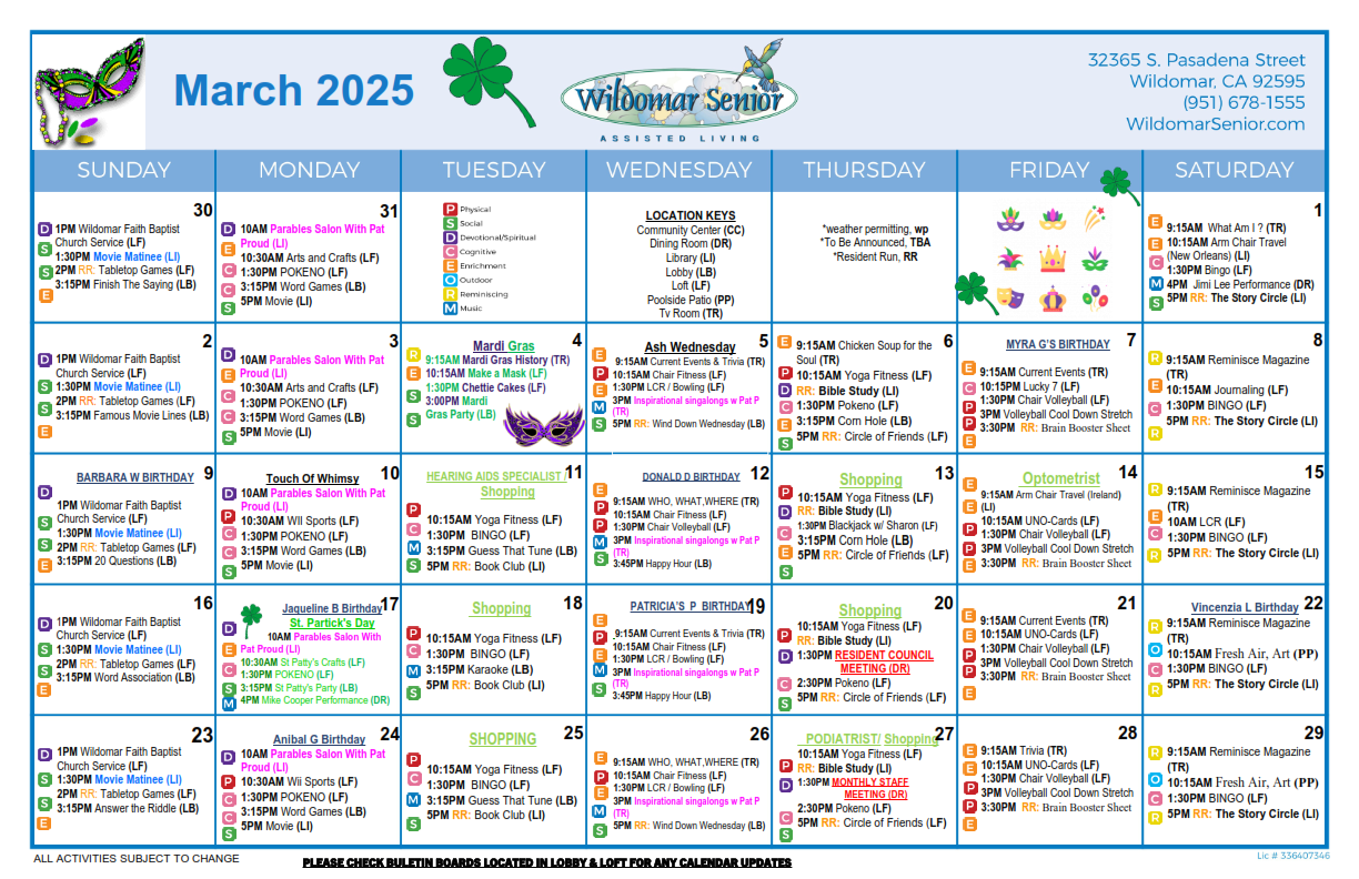 Wildomar Calendar 03-2025